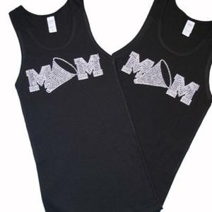 Black Crystal Bling “MOM” Megaphone Tank Top